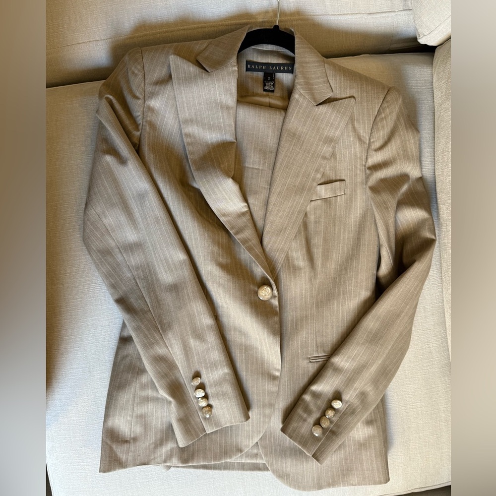 Ralph Lauren Women's Beige Pinstripe Suit
